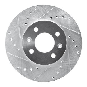 Dodge Attitude Brake Rotor (1) - Front Left - R1 Concepts - Drilled & Slotted - Silver - `06-`12